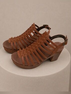 White Mountain Womens Brown Gladiator Platform Sandals Block Heel Boho 9.5M
